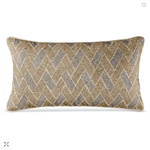 Hudson Park Collection Linear Sandstone Beaded Decorative Pillow, 12" x 22" - Picture 1 of 5